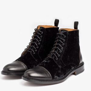 TAFT The Jack Boot in Black Velour- Velvet Boots